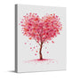 Poetic Heart Tree Valentines Day Wall Art Print with Pink and Red Watercolor Leaves Valentines Wall Art for Romantic Home Decor