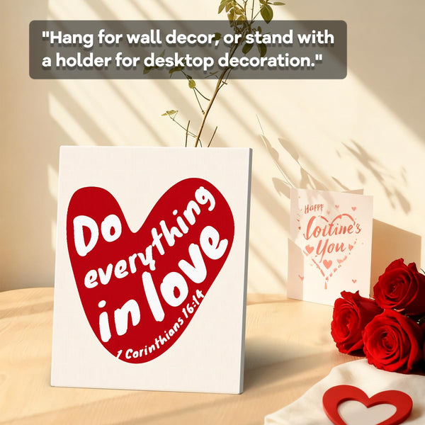 Do everything in love heart Art Print, Trendy Valentines Day Canvas Wall Art, Valentines Day Wall Decor for bedroom