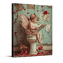 Reading on Toilet Art Print, Funny Valentines Day Canvas Wall Art, Valentines Day Wall Decor for Bathroom Restroom, Love Poster Gift