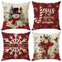 Winter Pillow Covers Cross Snowman Poinsettias Snowflakes Christmas Trees Throw Pillow Cases Set of 4