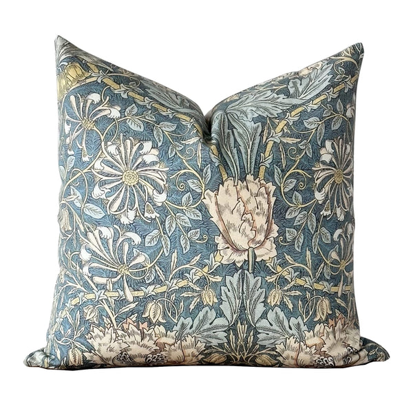Floral Block Print Pillow Cover | William Morris Forest Floral Inspired Pillow Cover