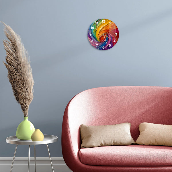 Glass Colorful Wall Clock Wall Art, Color Palette Tempered Glass Wall Clock