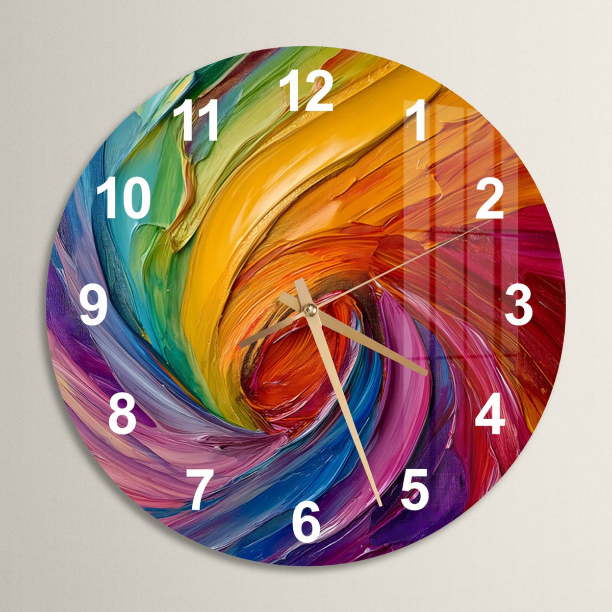Glass Colorful Wall Clock Wall Art, Color Palette Tempered Glass Wall Clock