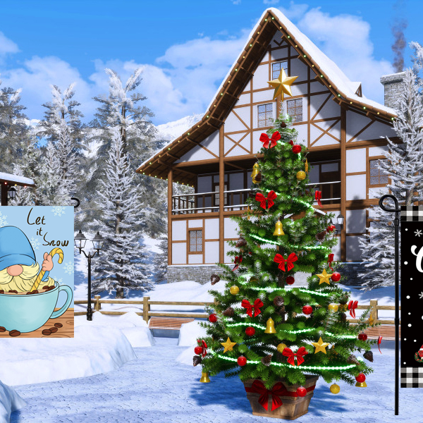 Set of 10 Gnome Seasonal Garden Flags, Single Sided 12 x 18 Inch Yard Flags,small garden flags for outside