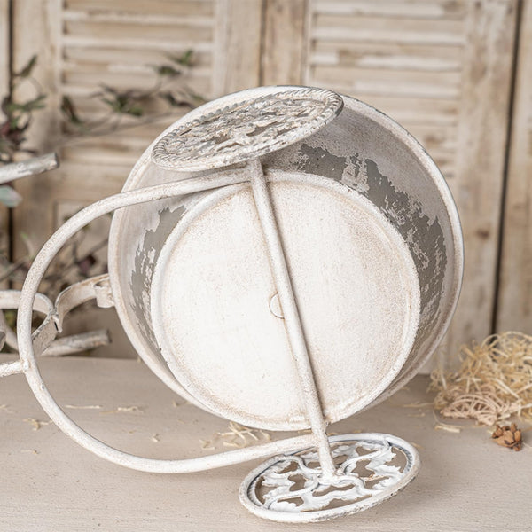 Vintage Bicycle Plant Stand – Metal Planter Basket Handcrafted Rustic Farmhouse Decor for Indoor Outdoor Use – Shabby Chic Flower Holder – No Assembly Required