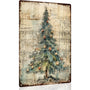 Vintage Christmas Wall Decor,Winter Pine Tree Wall Art,Vintage Metal Christmas Tree Wall Plaque