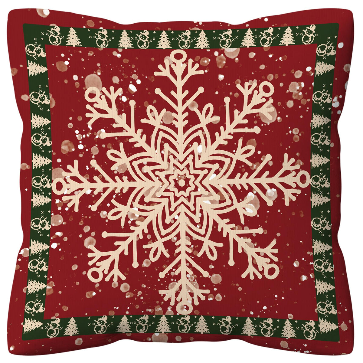 Winter Christmas Red Pillow Covers 18x18, Merry Christmas Tree Brown Snowflakes