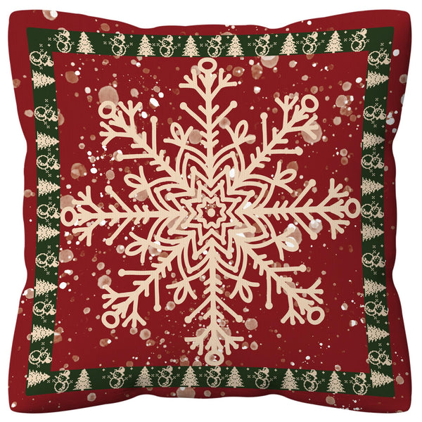 Winter Christmas Red Pillow Covers 18x18, Merry Christmas Tree Brown Snowflakes