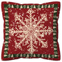 Winter Christmas Red Pillow Covers 18x18, Merry Christmas Tree Brown Snowflakes