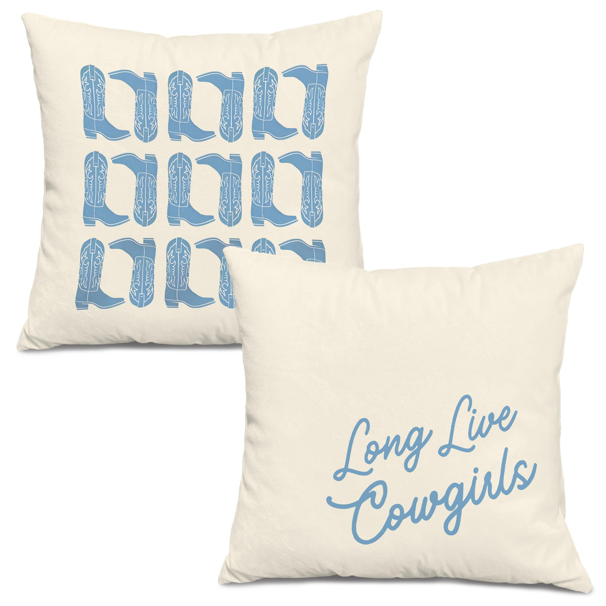 Long Live Cowgirls Western Pillow Covers 18x18 Set of 2, Coastal Cowgirl Room Decor