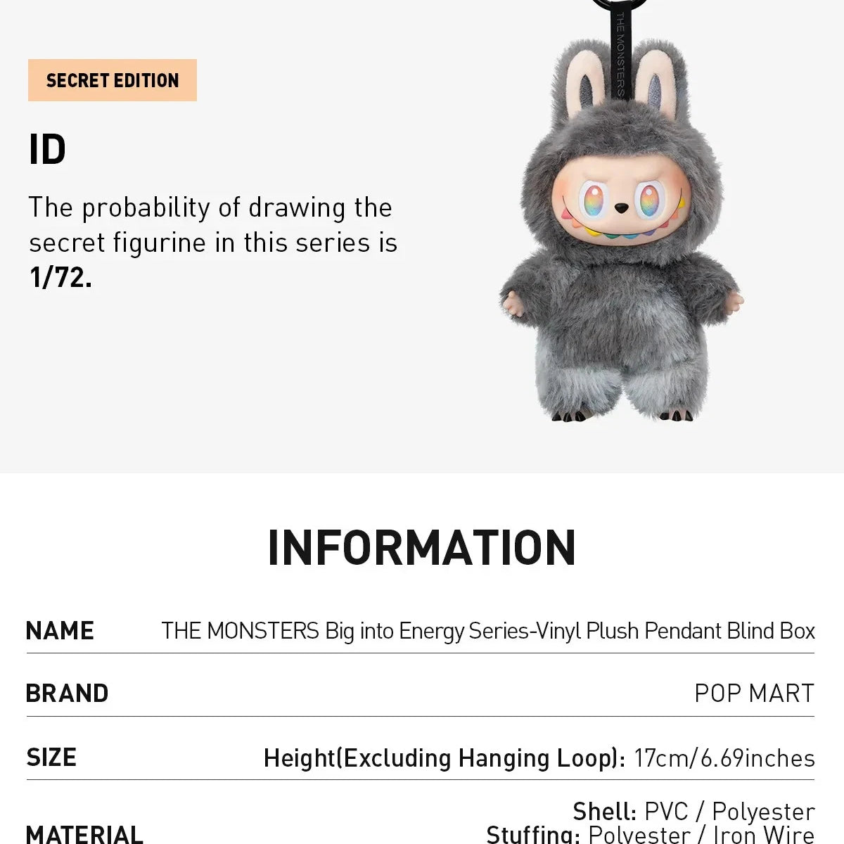 POP MART THE MONSTERS Big into Energy Series-Vinyl Plush Pendant Blind Box